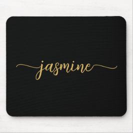 Girly Simple Black Gold Personalisiert Monogram Mousepad