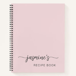 Girly Simple Blush Pink Kochbuch Rezept Signatur Notizblock