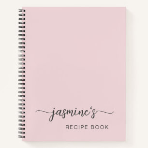 Girly Simple Blush Pink Kochbuch Rezept Signatur Notizblock