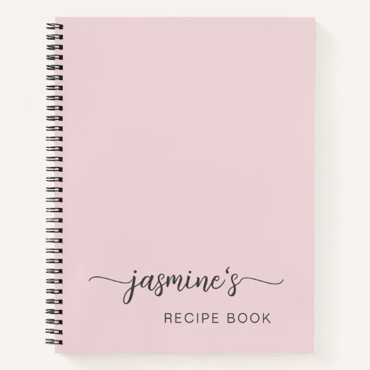 Girly Simple Blush Pink Kochbuch Rezept Signatur Notizblock (Vorderseite)