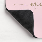 Girly Simple Blush Rosa Individuelle Gold Monogram Mousepad (Ecke)