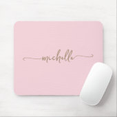 Girly Simple Blush Rosa Individuelle Gold Monogram Mousepad (Mit Mouse)
