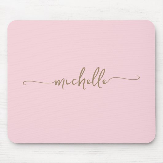 Girly Simple Blush Rosa Individuelle Gold Monogram Mousepad (Vorne)