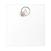 *~* Girly Simple Floral Glitzer Monogram Initial Notizblock (Vorderseite)