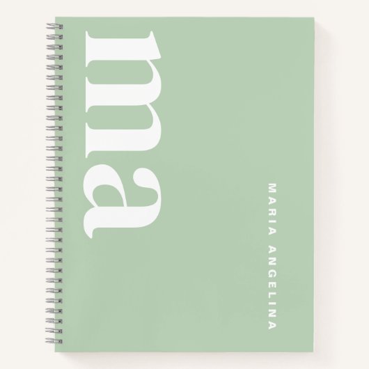 Girly Simple Green Monogram School Notizblock (Vorderseite)