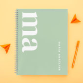 Girly Simple Green Monogram School Notizblock