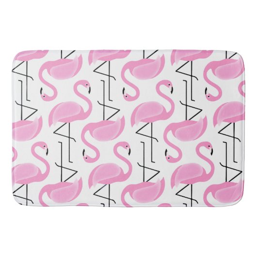 Girly Simple Modern Pink Flamingo Muster Badematte (Vorderseite)