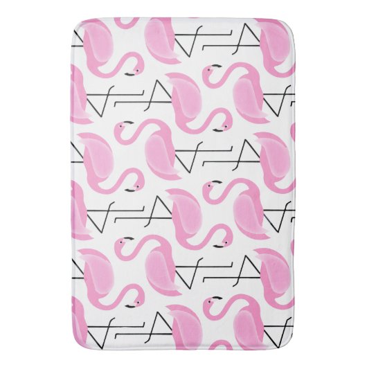Girly Simple Modern Pink Flamingo Muster Badematte (Vorderseite Vertikal)