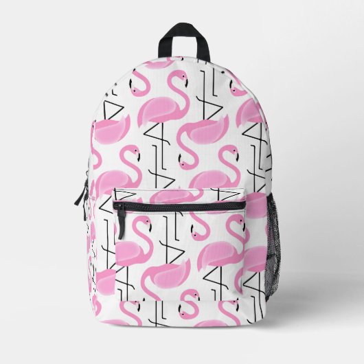 Girly Simple Modern Pink Flamingo Muster Bedruckter Rucksack (Vorderseite)