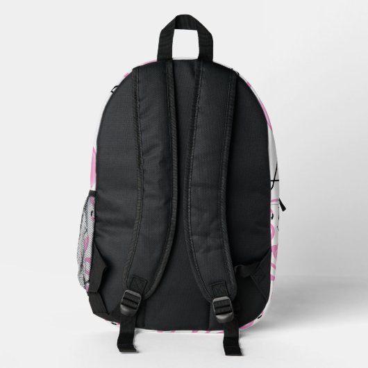 Girly Simple Modern Pink Flamingo Muster Bedruckter Rucksack (Rückseite)