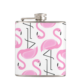 Girly Simple Modern Pink Flamingo Muster Flachmann