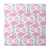 Girly Simple Modern Pink Flamingo Muster Fliese (Vorderseite)