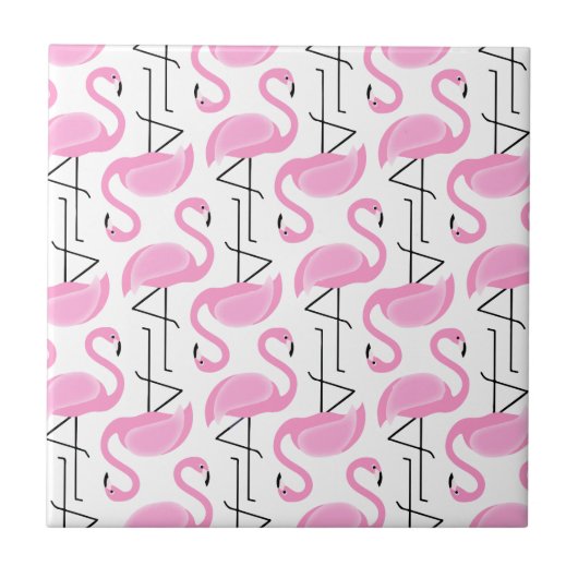 Girly Simple Modern Pink Flamingo Muster Fliese (Vorderseite)