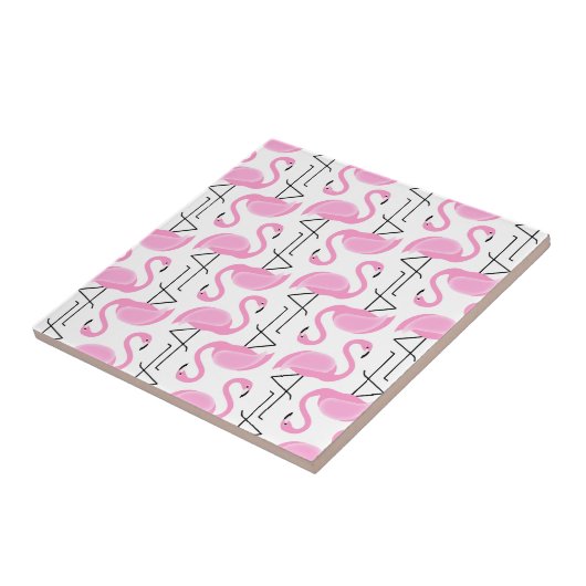 Girly Simple Modern Pink Flamingo Muster Fliese (Seite)