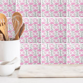 Girly Simple Modern Pink Flamingo Muster Fliese