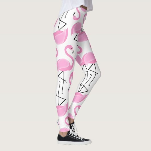 Girly Simple Modern Pink Flamingo Muster Leggings (Rechts)