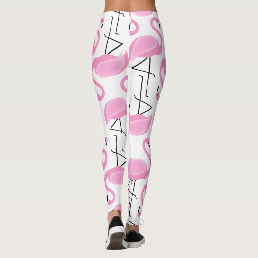 Girly Simple Modern Pink Flamingo Muster Leggings (Rückseite)