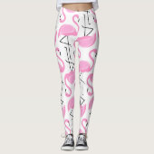 Girly Simple Modern Pink Flamingo Muster Leggings (Vorderseite)