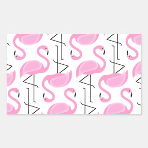Girly Simple Modern Pink Flamingo Muster Rechteckiger Aufkleber
