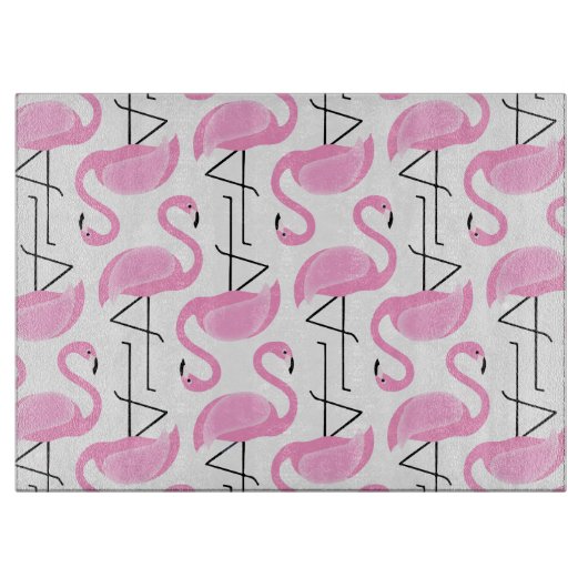 Girly Simple Modern Pink Flamingo Muster Schneidebrett (Vorderseite)