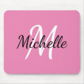Girly Simple Pink Monogram Initial + Name Mousepad (Vorne)