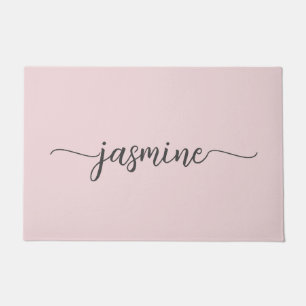 Girly Simple Röte Rosa Personalisiertes Monogramm Fußmatte