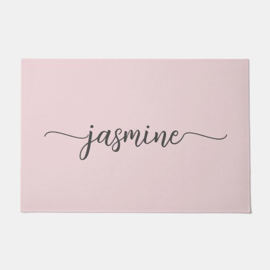 Girly Simple Röte Rosa Personalisiertes Monogramm Fußmatte (Vorderseite)