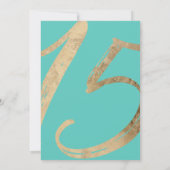 Girly Simple Turquoise Green Gold Foil Quinceañera Einladung (Rückseite)