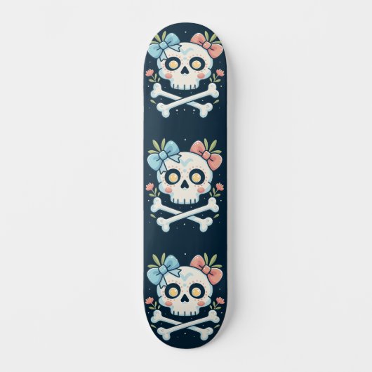 Girly Skull and Crossbones Skateboard (Vorderseite)