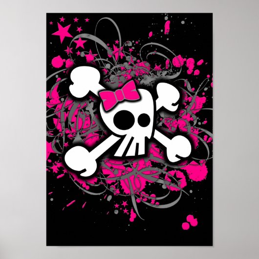 Girly Skull & Crossbones Poster (Vorne)