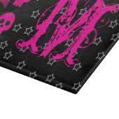 Girly Skull EMO Punk Monogram Glasschneider Schneidebrett (Ecke)