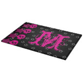 Girly Skull EMO Punk Monogram Glasschneider Schneidebrett (Ecke)