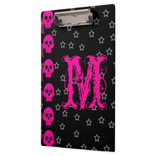 Girly Skull EMO Punk Monogram Initial Clip Board Klemmbrett (Links)
