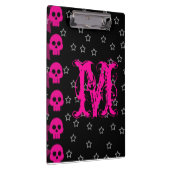 Girly Skull EMO Punk Monogram Initial Clip Board Klemmbrett (Rechts)