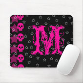 Girly Skull EMO Punk Monogram Initial Mouse Pad Mousepad (Mit Mouse)