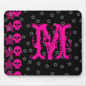 Girly Skull EMO Punk Monogram Initial Mouse Pad Mousepad (Vorne)