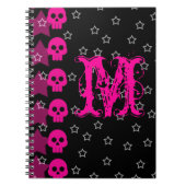 Girly Skull EMO Punk Monogram Ursprüngliches Note Notizblock (Vorderseite)