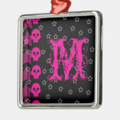 Girly Skull EMO Punk Roc Monogram Initial Ornament (Links)