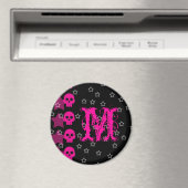 Girly Skull EMO Punk Rock Monogram Initial Magnet (In Situ (Geschirrspüler))