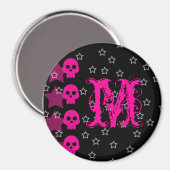 Girly Skull EMO Punk Rock Monogram Initial Magnet (Vorderseite/Rückseite)