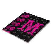 Girly Skull EMO Punk Rocker Monogram Display Tile Fliese (Seite)