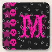 Girly Skull EMO Punk Rocker Monogram Drink Unterse Untersetzer (Vorderseite)