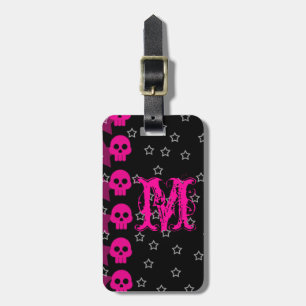 Girly Skull EMO Punk Rocker Monogram Gepäckmarke Gepäckanhänger