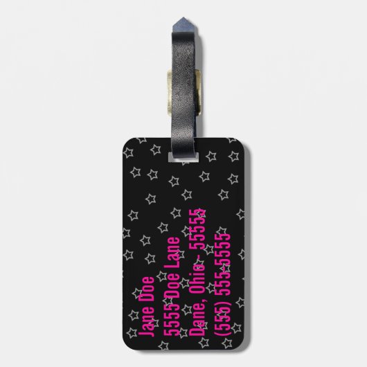 Girly Skull EMO Punk Rocker Monogram Gepäckmarke Gepäckanhänger (Rückseite vertikal)