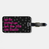 Girly Skull EMO Punk Rocker Monogram Gepäckmarke Gepäckanhänger (Rückseite horizontal)