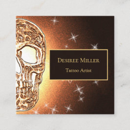 Girly Skull Gothic Cool Gold Glitzer Metallic Quadratische Visitenkarte