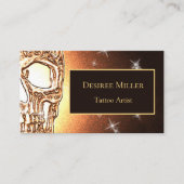 Girly Skull Gothic Gold Yellow Glitzer Metallic Visitenkarte (Vorderseite)