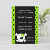 Girly Skull Green zum Geburtstag Einladung (Stehend Vorderseite)