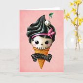 Girly Skull Ice Creme Cone Karte (Gelbe Blume)