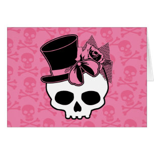 Girly Skull mit Hut und Rosa Bow
